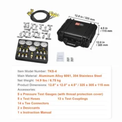 VEVOR Hydraulic Pressure Test Kit, 10/100/250/400/600bar, 5 Gauges 13 Couplings 14 Tee Connectors 5 Test Hoses, Black -Aesthtic Interiors GUEST 436b8de5 f0ba 470b bcf9 d606f1101464
