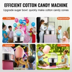 VEVOR Electric Cotton Candy Machine, 1000W Candy Floss Maker, Commercial Cotton Candy Machine With Cover, Stainless Steel Bowl, And Sugar Scoop(Pink) -Aesthtic Interiors GUEST 438ae059 77bb 48c3 a5f8 fe95b63c84ea