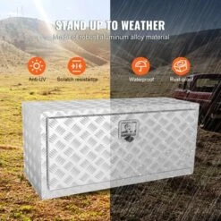 VEVOR Underbody Truck Box, 36"×17"×18" Pickup Storage Box, Heavy Duty Aluminum Diamond Plate Tool Box With Lock And Keys, Waterproof Trailer Storage -Aesthtic Interiors GUEST 43ba768b ecc0 4b21 ab0a f102d522fcc3