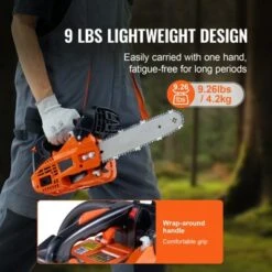 VEVOR Gas Chainsaw, 25.4CC 12" 1.2HP, Gasoline Powered Chain Saw, Handheld Cordless Petrol Chainsaws For Tree Wood Branch Cutting, Orange -Aesthtic Interiors GUEST 43cc14f3 e2d5 4039 b81f 6a97338e3617