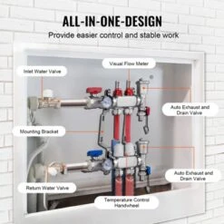 VEVOR 2-Branch Radiant Heat Manifold, 1/2" PEX Tubing Manifold, Stainless Steel PEX Manifold For Hydronic Radiant Floor Heating, Silver -Aesthtic Interiors GUEST 43d31bf7 8a09 4808 9297 c210068d7e25
