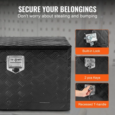 VEVOR Underbody Truck Box, 36" X 17" X 18" Pickup Storage Box, Heavy Duty Aluminum Diamond Plate Tool Box With Lock And Keys 6 VEVOR Underbody Truck Box, 36" X 17" X 18" Pickup Storage Box, Heavy Duty Aluminum Diamond Plate Tool Box With Lock And Keys - Image 6