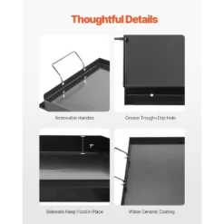 VEVOR Carbon Steel Griddle, 24x16 Inch Universal Flat Top Rectangular Plate, Gas Grill Griddle For BBQ Grill, Teppanyaki, Black -Aesthtic Interiors GUEST 442ee0a1 07d1 44f9 bd51 0293472ead5d
