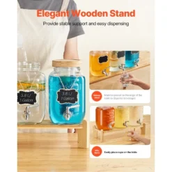 VEVOR Beverage Dispenser, 3 Pack 1 Gallon Drink Dispensers For Parties, Glass Juice Dispenser With Wood Stand, Stainless Steel Spigot,Infuser, Clear 12 VEVOR Beverage Dispenser, 3 Pack 1 Gallon Drink Dispensers For Parties, Glass Juice Dispenser With Wood Stand, Stainless Steel Spigot,Infuser, Clear -Aesthtic Interiors GUEST 448d3d8d d221 453a 922f 306da2bd460c