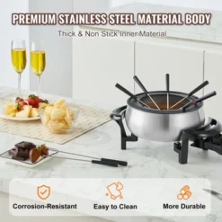 VEVOR Electric Fondue Pot Set For Cheese & Chocolate, 3 Quart Chocolate Melting Warmer, Stainless Steel Fondue Maker With Temperature Control 11 VEVOR Electric Fondue Pot Set For Cheese & Chocolate, 3 Quart Chocolate Melting Warmer, Stainless Steel Fondue Maker With Temperature Control -Aesthtic Interiors GUEST 449b08b3 ef6f 4d18 b9e8 d36b75365cb7