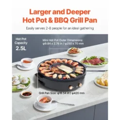 VEVOR Hot Pot With Grill, 1800W 2-in-1 Electric Smokeless Grill And Hot Pot, Korean BBQ Shabu Shabu Hotpot, For 2-8 People Family Dining, Black -Aesthtic Interiors GUEST 450215c5 9882 431e 90d5 de2c71e2552d
