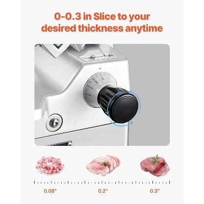 VEVOR Automatic Meat Slicer, 180W + 370W Deli Slicer With A 12 Inch Premium 65Mn Blade, 0-0.3 Inch Adjustable Thickness, Silver 4 VEVOR Automatic Meat Slicer, 180W + 370W Deli Slicer With A 12 Inch Premium 65Mn Blade, 0-0.3 Inch Adjustable Thickness, Silver - Image 4