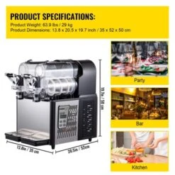 VEVOR Commercial Slushy Machine, 3Lx2 Double Tank Frozen Drink Machine, 24 Cups Stainless Steel Margarita Smoothie Frozen Drink Maker, Black -Aesthtic Interiors GUEST 45ca9296 9fa4 4cff 9abd 57239e074c63