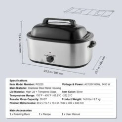 VEVOR Electric Roaster Oven, 26 QT Turkey Roaster Oven With Self-Basting Lid,1450W Roaster Oven With Defrost & Warm Function, Adjustable Temperature 14 VEVOR Electric Roaster Oven, 26 QT Turkey Roaster Oven With Self-Basting Lid,1450W Roaster Oven With Defrost & Warm Function, Adjustable Temperature -Aesthtic Interiors GUEST 45d69b77 a754 4e9c 8d38 55cb9d169df5