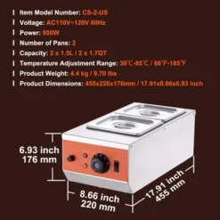 VEVOR Chocolate Tempering Machine,9 Lbs 2 Tanks Chocolate Melting Pot With TEMP Control 86~185℉,800W Stainless Steel Electric Commercial Food Warmer -Aesthtic Interiors GUEST 45f87485 cbd0 424b b1ad 7f0a8990df5e