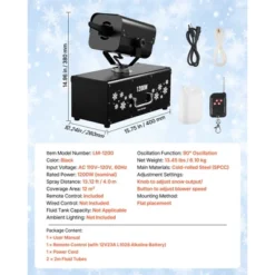 VEVOR Snow Machine, 1200W 90° Shaking Head Snow Maker With Wireless Remote Control, High Output Snowmaking Machine Coverage Up To 12 ㎡, Black -Aesthtic Interiors GUEST 4622d758 6044 4030 a5e8 45c75b0d59ff