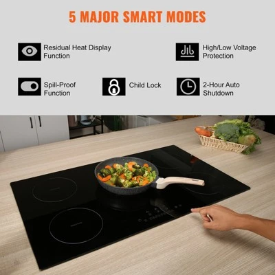 VEVOR Electric Cooktop, 5 Burners, 36'' Induction Stove Top, Built-in Magnetic Cooktop 9200W, 9 Heating Level Multifunctional Burner 5 VEVOR Electric Cooktop, 5 Burners, 36'' Induction Stove Top, Built-in Magnetic Cooktop 9200W, 9 Heating Level Multifunctional Burner - Image 5