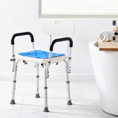 VEVOR Shower Chair, 400 Lbs Capacity, Adjustable Height Shower Stool, Non-slip Bathroom Bench Bath Chair For Elderly Disabled Handicap,white+Blue 1 VEVOR Shower Chair, 400 Lbs Capacity, Adjustable Height Shower Stool, Non-slip Bathroom Bench Bath Chair For Elderly Disabled Handicap,white+Blue