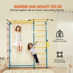 VEVOR Indoor Jungle Gym For Toddlers, 7-in-1 Climbing Playset With Carbon Steel Swedish Ladder, Wall Ladder, Pull-Up Bar, And Rope Ladder -Aesthtic Interiors GUEST 467bcd8e 2c3a 4590 ac97 939f84062ed8