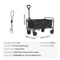 VEVOR Collapsible Folding Wagon, 2 Cu.ft Grass Wagon Cart With All-Terrain 5in Wheels, Heavy Duty Folding Wagon Cart 220 Lbs Weight Capacity -Aesthtic Interiors GUEST 4714cd4e 845c 4b6e bd85 5d25fbed9818
