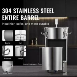 VEVOR 304 Stainless Steel Kettle, 8 GALLON Beer Brew Fermentor, Kettle Stock Pot Includes Lid, Handle, Valve, Spigot, Thermometer, Silver -Aesthtic Interiors GUEST 475859f0 6a1e 432a af98 af305524fd23
