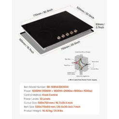 VEVOR Induction Cooktop, 9200W Electric Countertop Burner,5 Burner Knob Control Stove,Built-in Induction Cooktop With 12 Temperature Settings, Black -Aesthtic Interiors GUEST 479e8cda b3b0 47aa 8d55 f976f7318770