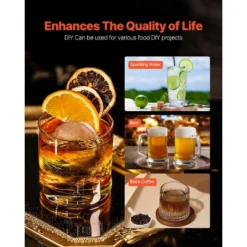 VEVOR Ice Ball Press Kit, Aviation Aluminum Ice Press With Ice Block Mold, Large Mat, Tong, Drip Tray, One Glass, Round Ice Ball Maker 2.4"/60 Mm -Aesthtic Interiors GUEST 47bfa4e8 73ce 4a94 8f56 8c926231524c