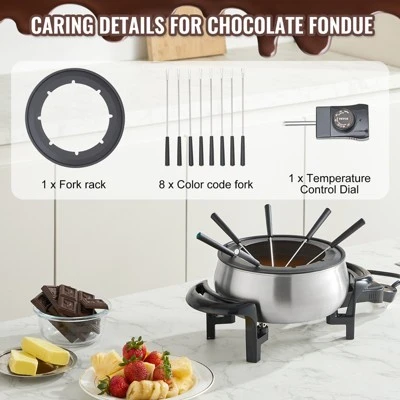 VEVOR Electric Fondue Pot Set For Cheese & Chocolate, 3 Quart Chocolate Melting Warmer, Stainless Steel Fondue Maker With Temperature Control 5 VEVOR Electric Fondue Pot Set For Cheese & Chocolate, 3 Quart Chocolate Melting Warmer, Stainless Steel Fondue Maker With Temperature Control - Image 5