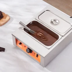 VEVOR Chocolate Tempering Machine, 17.6 Lbs 2 Tanks Chocolate Melting Pot TEMP Control 86~185℉,1500W Stainless Steel Electric Commercial Food Warmer