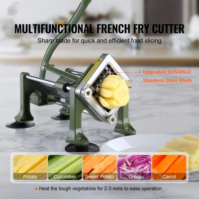 VEVOR French Fry Cutter, Potato Slicer With 1/2-Inch Stainless Steel Blade, Manual Potato Cutter Chopper With Suction Cups, Great For Potato 2 VEVOR French Fry Cutter, Potato Slicer With 1/2-Inch Stainless Steel Blade, Manual Potato Cutter Chopper With Suction Cups, Great For Potato - Image 2