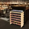 VEVOR 72 Bottle Stackable Modular Wine Rack, 8-Tier Solid Bamboo Wood Storage Racks, Floor Freestanding Wines Holder Display Shelf, Natural Color