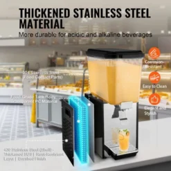 VEVOR Commercial Beverage Dispenser, 18 L Juice Dispenser, 300W 304 Stainless Steel Food Grade Drink Machine With 45°F-54°F Cooling Temperature -Aesthtic Interiors GUEST 485b28e9 f33a 4d85 913d 91f781935d27