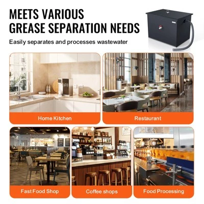 VEVOR Commercial Grease Trap, 40 LBS Grease Interceptor, Side Inlet Interceptor, Carbon Steel Grease Trap, 15.2 GPM Waste Water Oil-water Separator 6 VEVOR Commercial Grease Trap, 40 LBS Grease Interceptor, Side Inlet Interceptor, Carbon Steel Grease Trap, 15.2 GPM Waste Water Oil-water Separator - Image 6