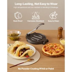 VEVOR Tortilla Press, 10 Inch Cast Iron Tortilla And Roti Maker, Heavy Duty Tortilladora Press, Pataconera Makers, Black -Aesthtic Interiors GUEST 48e5c64f abe2 45da aab5 d99a181b248b