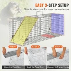 VEVOR Live Animal Cage Trap, 31" X 10" X 12" Humane Cat Trap Galvanized Iron, Folding Animal Trap With Handle For Rabbits, Stray Cats, Squirrels 12 VEVOR Live Animal Cage Trap, 31" X 10" X 12" Humane Cat Trap Galvanized Iron, Folding Animal Trap With Handle For Rabbits, Stray Cats, Squirrels -Aesthtic Interiors GUEST 491eafa2 604e 4aee 8c40 d5a9143d996c