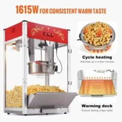 VEVOR Popcorn Maker, 1615W Popcorn Popper Machine, 16 Oz Kettle Large Capacity Countertop Popcorn Maker With Tempered Glass, Red -Aesthtic Interiors GUEST 4926509e 430e 4fef 94a4 89aadb9b8e4f