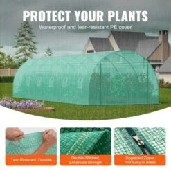 VEVOR Walk-in Tunnel Greenhouse, 29.2x9.7x6.5 Ft Hoop House Greenhouse Tunnel With Galvanized Steel Frame, Green PE Cover, 12 Windows -Aesthtic Interiors GUEST 4935fae7 5de1 49db bf83 8148c023b5d4