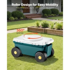 VEVOR Garden Scooter With Seat, 2 In 1 Rolling Garden Cart With Storage Bin, Outdoor Wagon With Handle, Green -Aesthtic Interiors GUEST 493ecafb 3f3a 4840 af22 05e63d2092d7