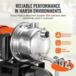 VEVOR 1 HP Shallow Well Pump With Pressure Tank, 1000 GPH, Automatic Irrigation Water Booster Pump With 130 Ft Head Lift 20/40 PSI Pressure, Black -Aesthtic Interiors GUEST 497526fa c6bd 4e94 85c6 2513ac22b75a