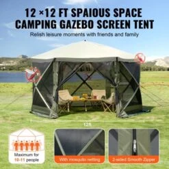 VEVOR Pop Up Gazebo Tent, Pop-Up Screen Tent 6 Sided Canopy Sun Shelter With 6 Removable Privacy Wind Cloths & Mesh Windows, Army Green -Aesthtic Interiors GUEST 49cf65d2 cb98 4752 8d3e f51b9144d368