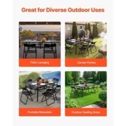 VEVOR Outdoor Patio Dining Table, 59 Inch Long Rectangular Metal Steel Slat Backyard Bistro Tables For 4-6, With 1.5 In Umbrella Hole, Black -Aesthtic Interiors GUEST 49e21c07 4a53 47f7 a60c 76951fd8d849