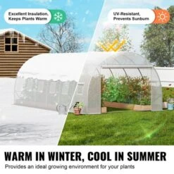 VEVOR Walk-in Tunnel Greenhouse, 19.4x9.7x6.5 Ft Hoop House Greenhouse Tunnel With Galvanized Steel Frame, White PE Cover, 12 Windows -Aesthtic Interiors GUEST 49e985b9 4d39 4852 b568 9eec3625562c
