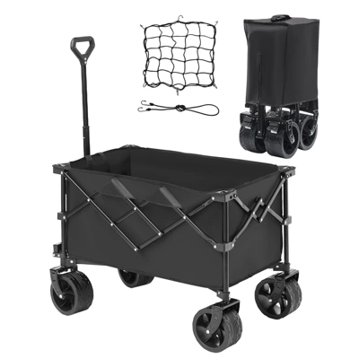 VEVOR Collapsible Folding Wagon, 113 L Beach Wagon Cart With All-Terrain Wheels, Heavy Duty Folding Wagon Cart Max 250 Lbs With Drink Holders 8 VEVOR Collapsible Folding Wagon, 113 L Beach Wagon Cart With All-Terrain Wheels, Heavy Duty Folding Wagon Cart Max 250 Lbs With Drink Holders - Image 8