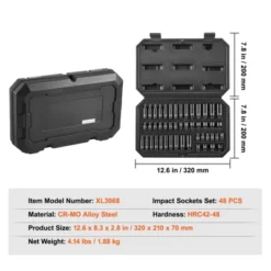 VEVOR Drive Impact Socket Set 1/4" - 14 Piece Deep Socket Set Metric 4-15mm - 6 Point Cr-Mo Alloy Steel For Auto Repair - Easy-to-Read,BLACK -Aesthtic Interiors GUEST 4a71c452 aa18 4832 92bb 9d8e433fb640