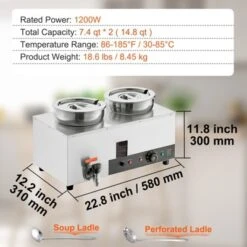 VEVOR Electric Soup Warmer, Dual 7.4QT Stainless Steel Round Pot, 1200W Commercial Food Warmer, 86~185°F Adjustable Temp -Aesthtic Interiors GUEST 4a7aa49b f966 415f 80e2 5127dfb18c8d