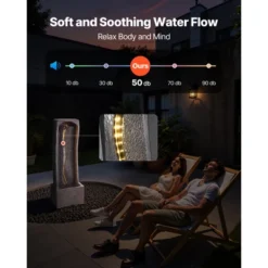 VEVOR Outdoor Water Fountain, 38.58 In Height Fountain And Waterfall,1-Tier Floor Standing Rock Base Style Fountains With With Light And Pump, Black -Aesthtic Interiors GUEST 4a7b9a01 82ec 49bb a2d5 11ad17698dea