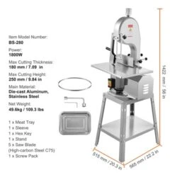 VEVOR Electric Meat Saw, 1800W Stainless Vertical Cutter, 19.1"x15" Workbench, 7.09" Cutting Thickness, Includes 5 Blades -Aesthtic Interiors GUEST 4b5256b0 5b58 435c a855 d46f05513f6a