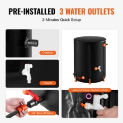 VEVOR Collapsible Rain Barrel, 53 Gallon/201 L Portable Rain Water Collection Barrel, PVC Rainwater Collection System With Spigots And Overflow Kit -Aesthtic Interiors GUEST 4b526da6 03aa 454d ab0e 7927e6e16390