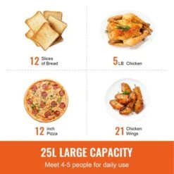 VEVOR 12-IN-1 Air Fryer Toaster Oven, 25L Convection Oven, 1700W Stainless Steel Toaster Ovens Countertop Combo With Grill, Pizza Pan, Gloves -Aesthtic Interiors GUEST 4bae5597 3880 4660 8995 c25667140c6a