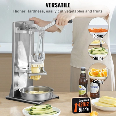 VEVOR Commercial French Fry Cutter With 4 Replacement Blades, 1/4″ And 3/8″ Blade Easy Dicer Chopper, 6-wedge Slicer And 6-wedge Apple Corer 2 VEVOR Commercial French Fry Cutter With 4 Replacement Blades, 1/4″ And 3/8″ Blade Easy Dicer Chopper, 6-wedge Slicer And 6-wedge Apple Corer - Image 2
