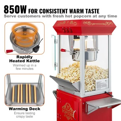 VEVOR Popcorn Maker With Cart, 850W Popcorn Popper Machine, 8 Oz Kettle Makes 48 Cups Per Batch, Popcorn Maker Equipped With Tempered Glass 4 VEVOR Popcorn Maker With Cart, 850W Popcorn Popper Machine, 8 Oz Kettle Makes 48 Cups Per Batch, Popcorn Maker Equipped With Tempered Glass - Image 4