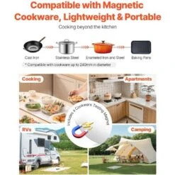 VEVOR Portable Induction Cooktop, 1800W Electric Induction Burner With 9 Temperature Settings, Countertop Induction Hot Plate With 4H Timer -Aesthtic Interiors GUEST 4c6f2136 b17f 49f6 914f 5a3f397f3b55