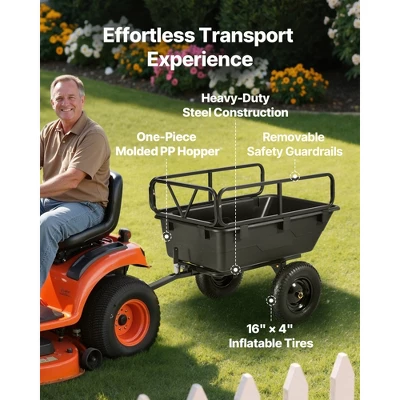 VEVOR Garden Utility Trailer, 10 Cu. Ft 500lbs, ATV UTV Hauling Trailer, Tow Behind Poly Dump Cart With 16" Tires, Hand Pull Or Foot Pedal, Black 6 VEVOR Garden Utility Trailer, 10 Cu. Ft 500lbs, ATV UTV Hauling Trailer, Tow Behind Poly Dump Cart With 16" Tires, Hand Pull Or Foot Pedal, Black - Image 6