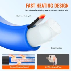 VEVOR 30ft Heated Water Hose For RV, Heated Drinking Water Hose Antifreeze To -45°F, Automatic Self-regulating, 5/8" I.D. With 3/4" GHT Adapter, Blue -Aesthtic Interiors GUEST 4cb43e02 b9b6 4856 9413 d6cd2e2eda66 2