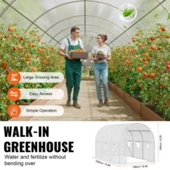 VEVOR Walk-in Tunnel Greenhouse, 9.6x6.4x6.2 Ft Hoop House Greenhouse Tunnel, Plant Hot House With Galvanized Steel Frame, White PE Cover -Aesthtic Interiors GUEST 4cd0cf03 124f 420d b8b2 a8430b507f98